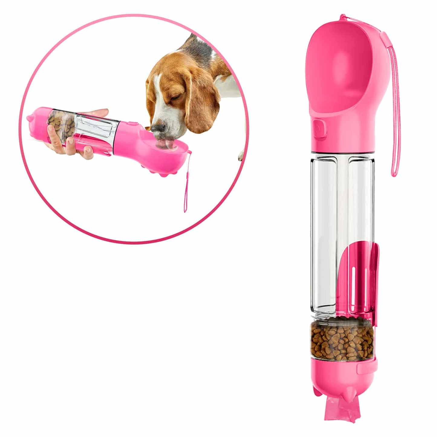 BOTELLA PORTÁTIL MULTIFUNCIONAL 4 EN 1 PARA MASCOTAS