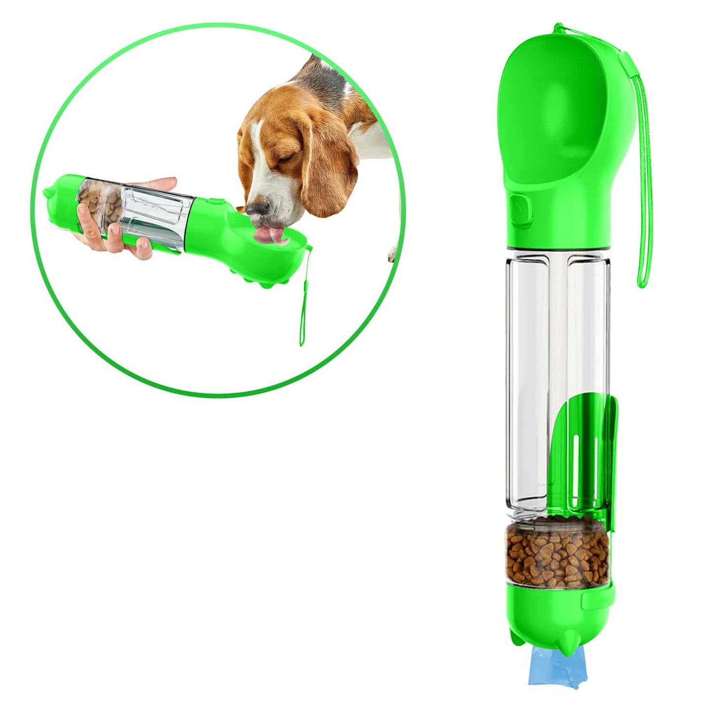 BOTELLA PORTÁTIL MULTIFUNCIONAL 4 EN 1 PARA MASCOTAS
