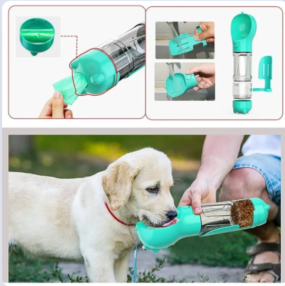 BOTELLA PORTÁTIL MULTIFUNCIONAL 4 EN 1 PARA MASCOTAS