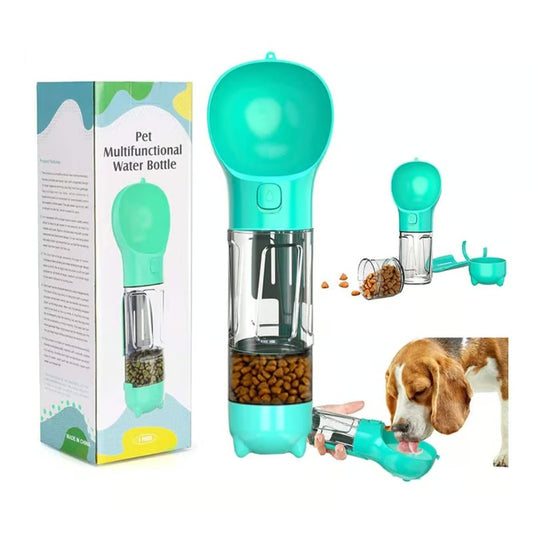 BOTELLA PORTÁTIL MULTIFUNCIONAL 4 EN 1 PARA MASCOTAS